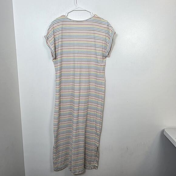 Boden White Colorful Summer Rainbow Striped Ella T-Shirt Maxi Dress Size 12 - Picture 9 of 10